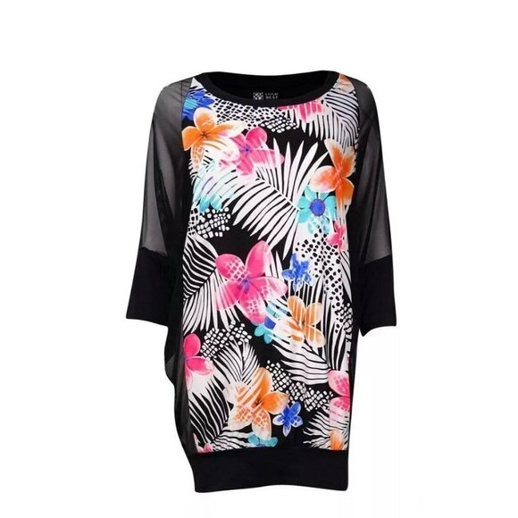 Coco Reef Swim Cover Up For Women Mesh Sleeve Floral Printed MSRP $63 Size S/M - Picture 1 of 6